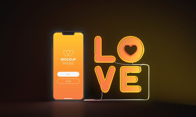 Dating app concept with smartphone mockup