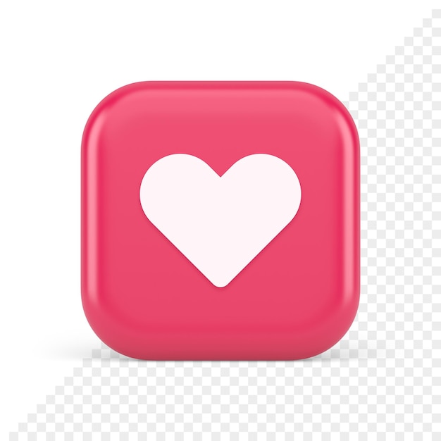 Dating application mobile interface button with heart social network communication 3d icon