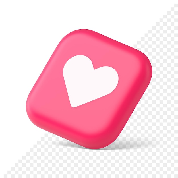 Dating application mobile interface button with heart social network communication 3d isometric icon