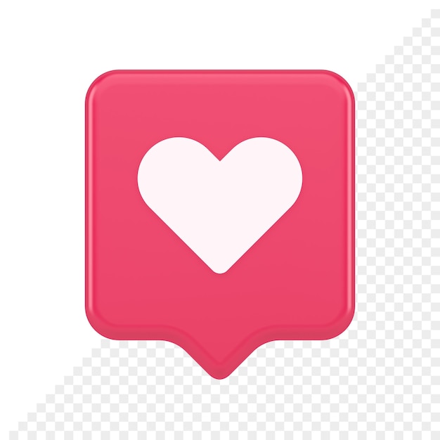 Dating application mobile interface button with heart social network communication 3d speech bubble icon