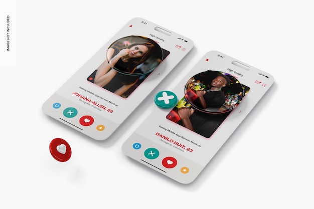 Dating Mobile App Screens Mockup, Right View