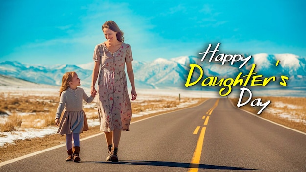 PSD daughters day celebration with text template or poster for social media