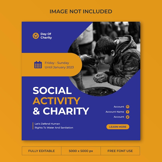 Day of charity instagram post social media template