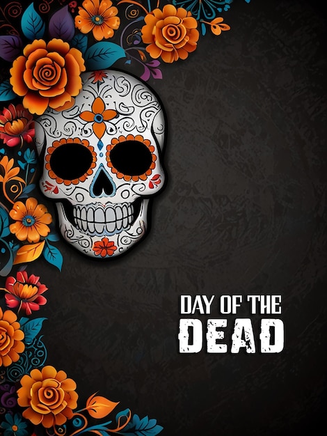 PSD day of dead card or background template with editable file