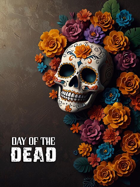 PSD day of dead card or background template with editable file