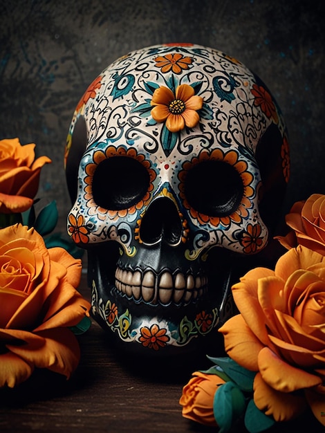 PSD day of dead card or background template with editable file