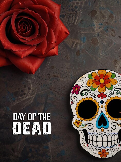 PSD day of dead card or background template with editable file