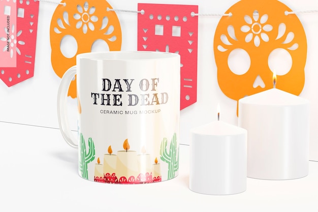 Day of the Dead Ceramic Mug Mockup, Left View