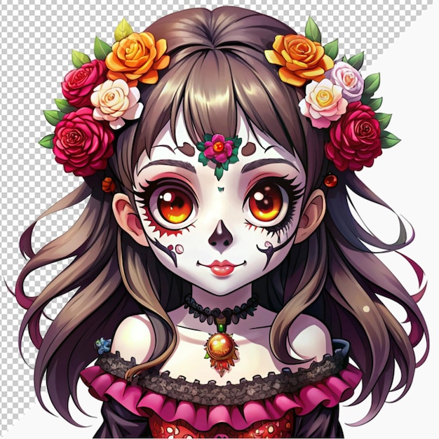 day of dead cute anime girl