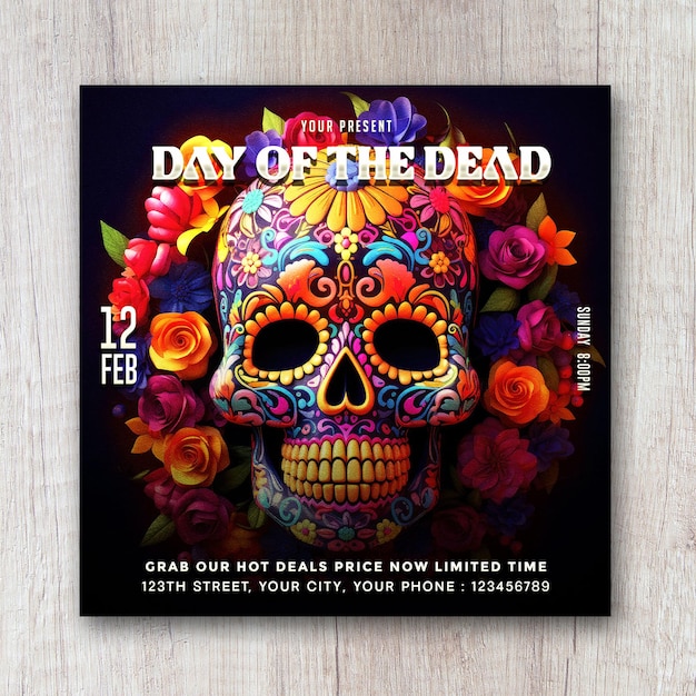 PSD day of the dead flyer social media banner