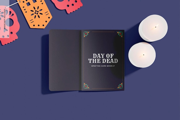 Day of the Dead Greeting Card Mockup, Top View