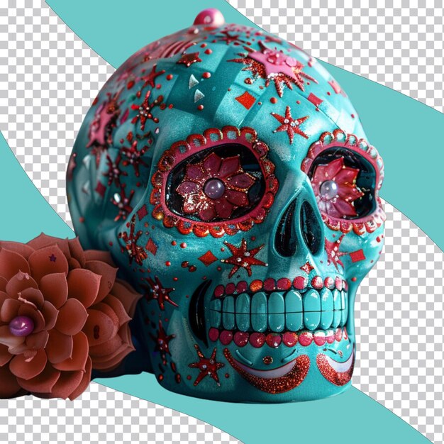 PSD day of the dead skull isolated on transparent background