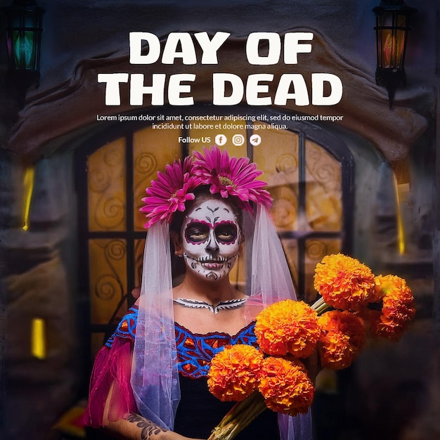 PSD day of the dead social media poster