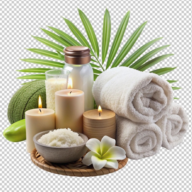 PSD day spa set file of isolated cutout object isolated on transparent background