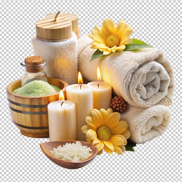 PSD day spa set isolated on transparent background