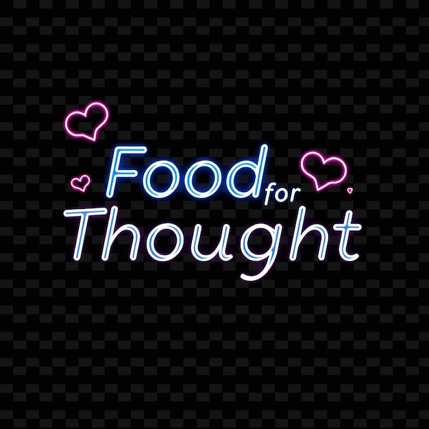 Dazzling Food for Thought Text in Neon Blue and Bright White With Tho Neon Yummy Typography Designu