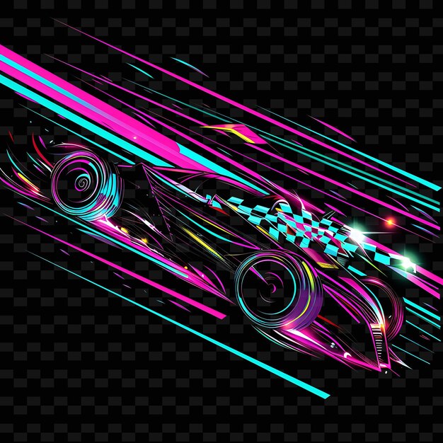 PSD dazzling light trails of a speeding racecar with neon vibran png creative neon line art designs