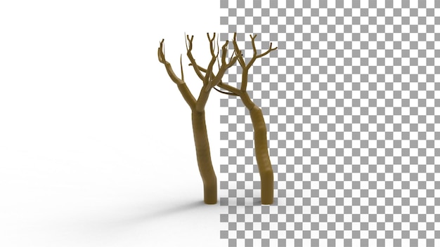 Dead tree with shadow 3d render