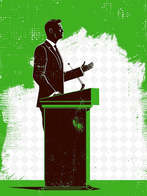 PSD debate night with a presidential candidate presenting bitcoi flat illustration election campaign