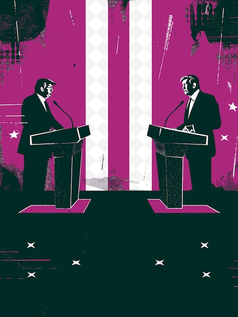 PSD debate between two presidential candidate with bitcoin as th flat illustration election campaign