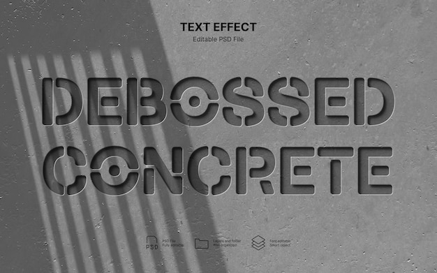 PSD debossed concrete   text effect