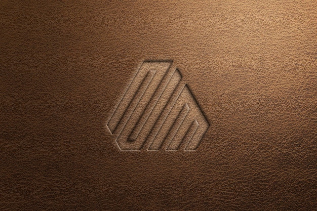 Debossed Leather Logo Mockup Template Design PSD