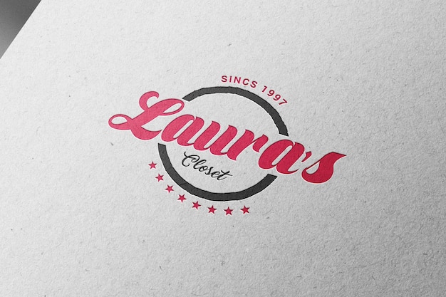 debossed logo mockup on white paper