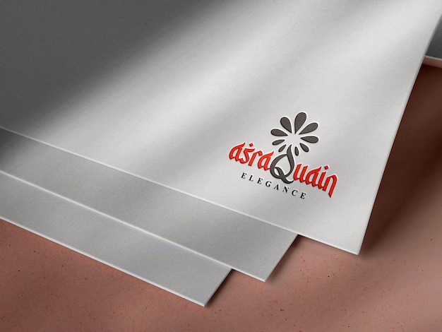 Debossed logo mockup on white paper