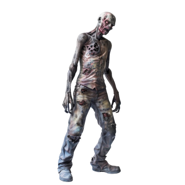 PSD decaying zombie figure with ripped clothing