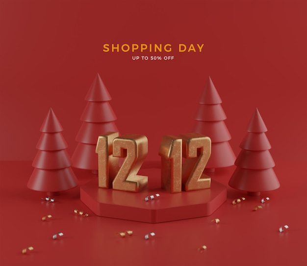 December 12 12 super sale shopping day, flyer, web banner, landing page, poster.