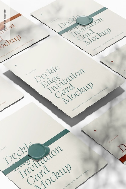 Deckle Edge Invitation Cards Mockup, Mosaic