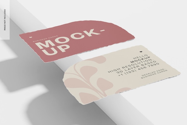 Deckled Edge Business Cards Mockup