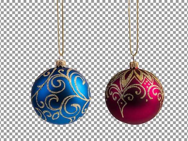 Decorated christmas balls isolated on transparent background