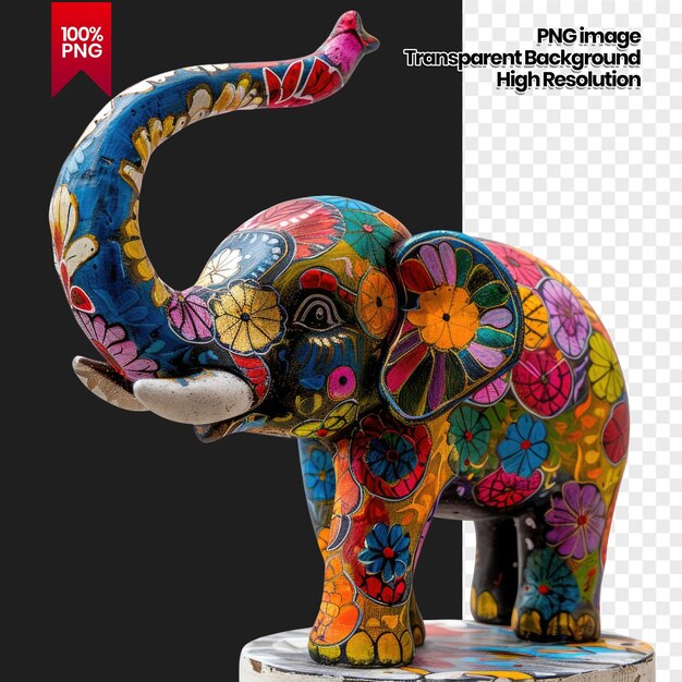 PSD decorated elephant sculpture isolated background