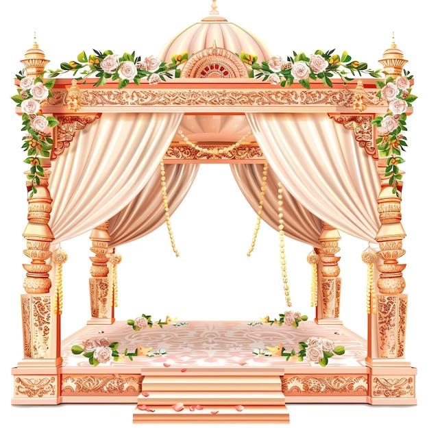 Decorated Indian wedding mandap indian illustration realistic