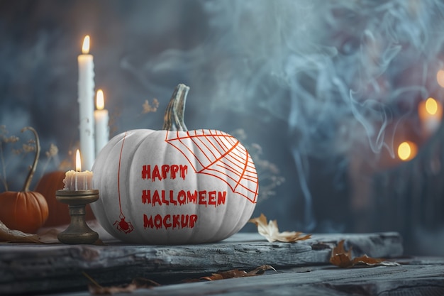 PSD decorated pumpkin  for halloween mockup