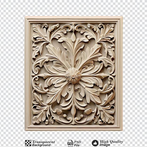 PSD decorative bas relief wall decor isolated on transparent background