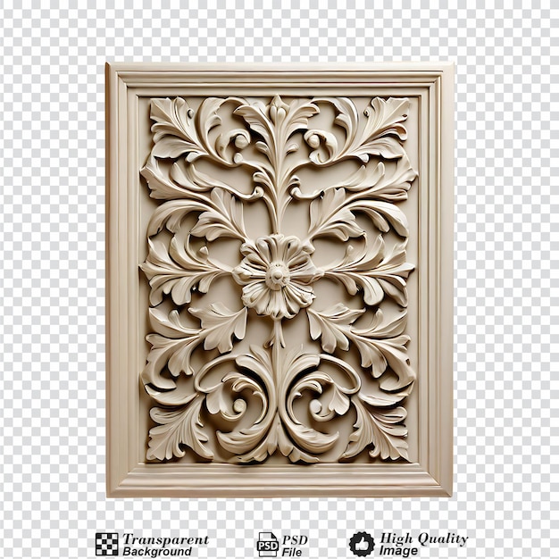 PSD decorative bas relief wall decor isolated on transparent background