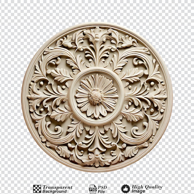 PSD decorative bas relief wall decor isolated on transparent background