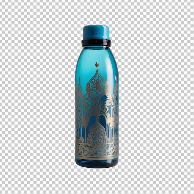 Decorative blue water bottle with art