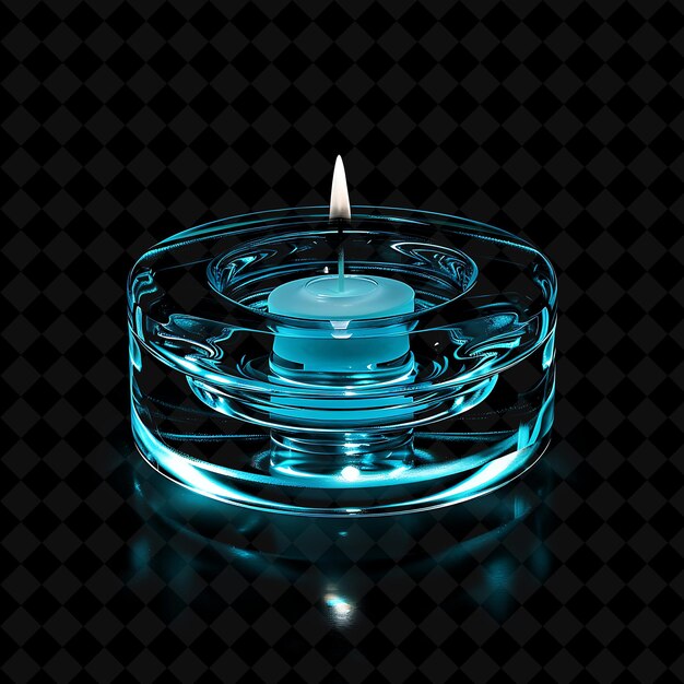 PSD decorative candle holder with a round and flat design made w neon object on dark background