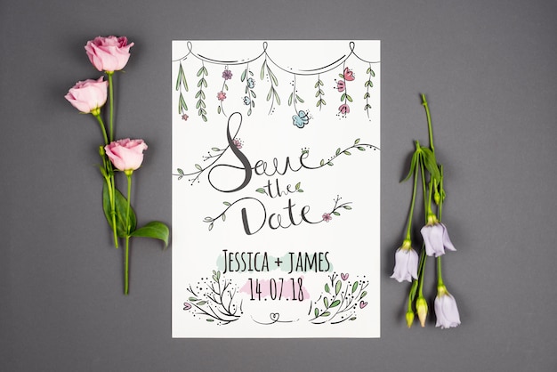 Decorative card mockup with roses