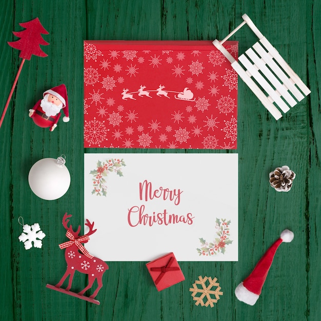 PSD decorative christmas card mockup