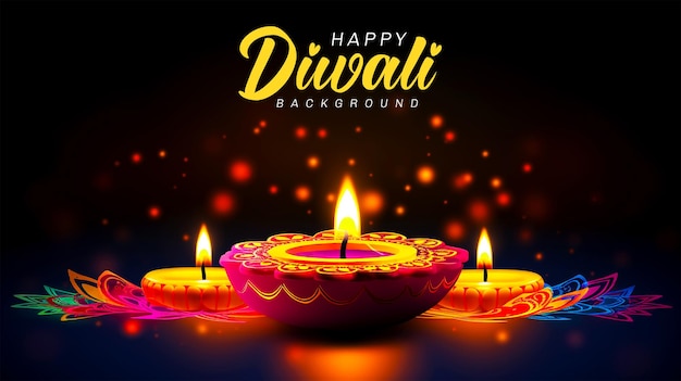 Decorative diwali oil lamp Indian festival holiday background