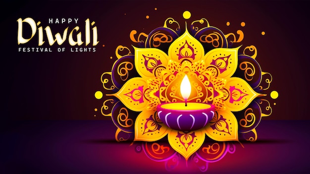 Decorative diwali oil lamp Indian festival holiday background