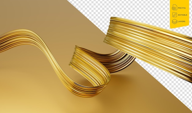 Decorative Gold Ribbon Isolated On Golden Background New Year Holiday Decoration 3d Illustration