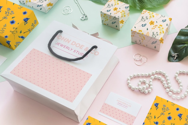 Decorative jewelry and packaging mockup