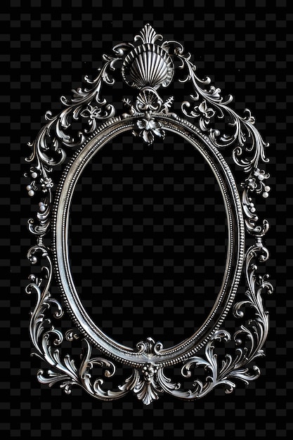 a decorative mirror with a silver frame and a decorative design