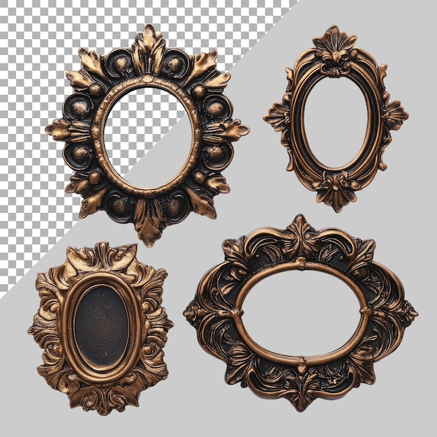 Decorative mirrors on transparent background