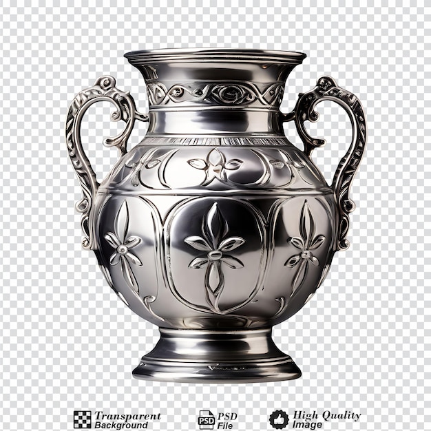 PSD decorative pottery silver isolated on transparent background